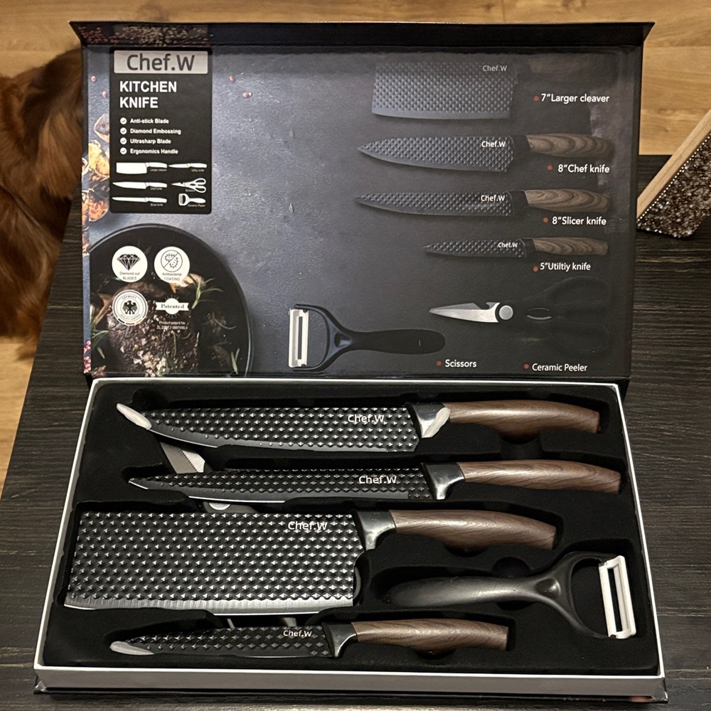 Black and Brown Kitchen Knife Set